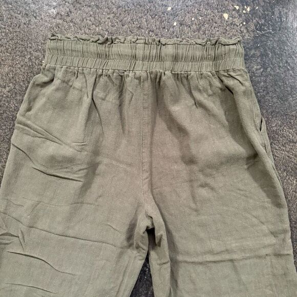 Anrabess Women’s Green High Rise Wide Leg Linen Blend Pants Size Large - Picture 5 of 12